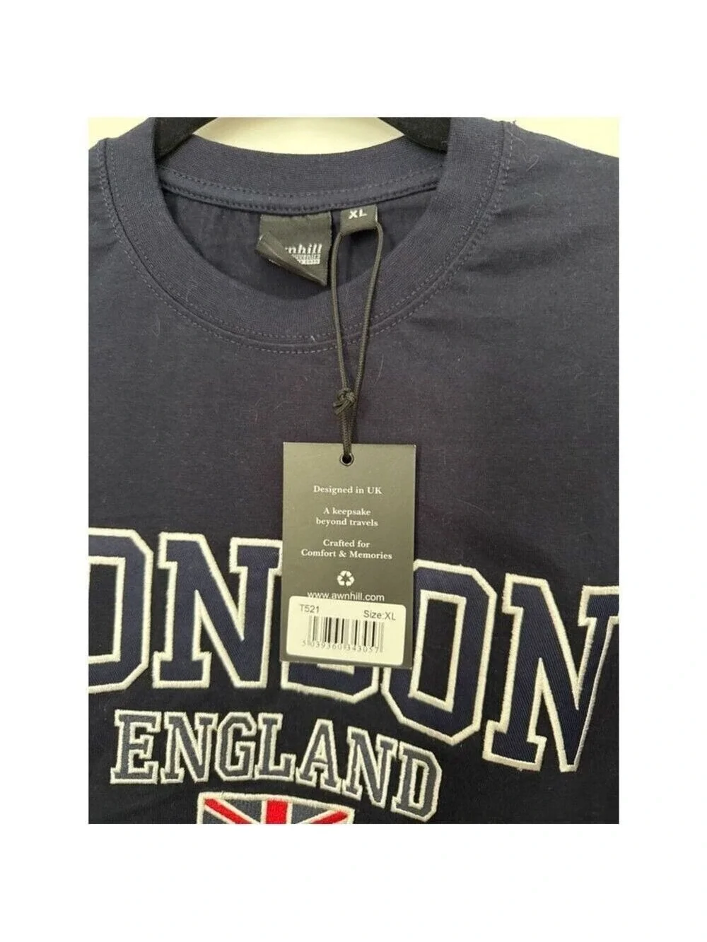 London England Graphic T-Shirt Union Jack Navy Tee XL